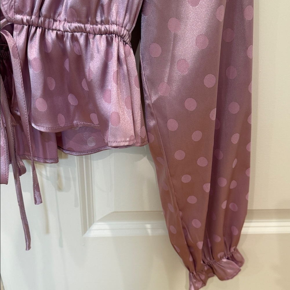 4SI3NNA Pink Polka Dot Ruffle Blouse - Picture 6 of 10